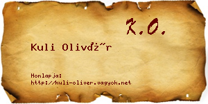 Kuli Olivér névjegykártya